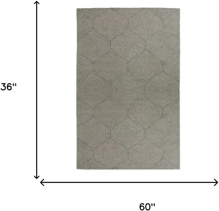 Green And White Wool Geometric Hand Tufted Area Rug Photo 8
