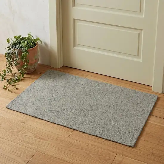 Green And White Wool Geometric Hand Tufted Area Rug Photo 1