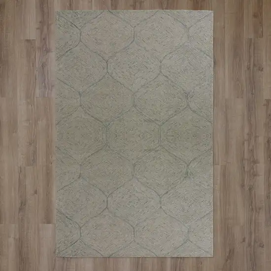 Green And White Wool Geometric Hand Tufted Area Rug Photo 3