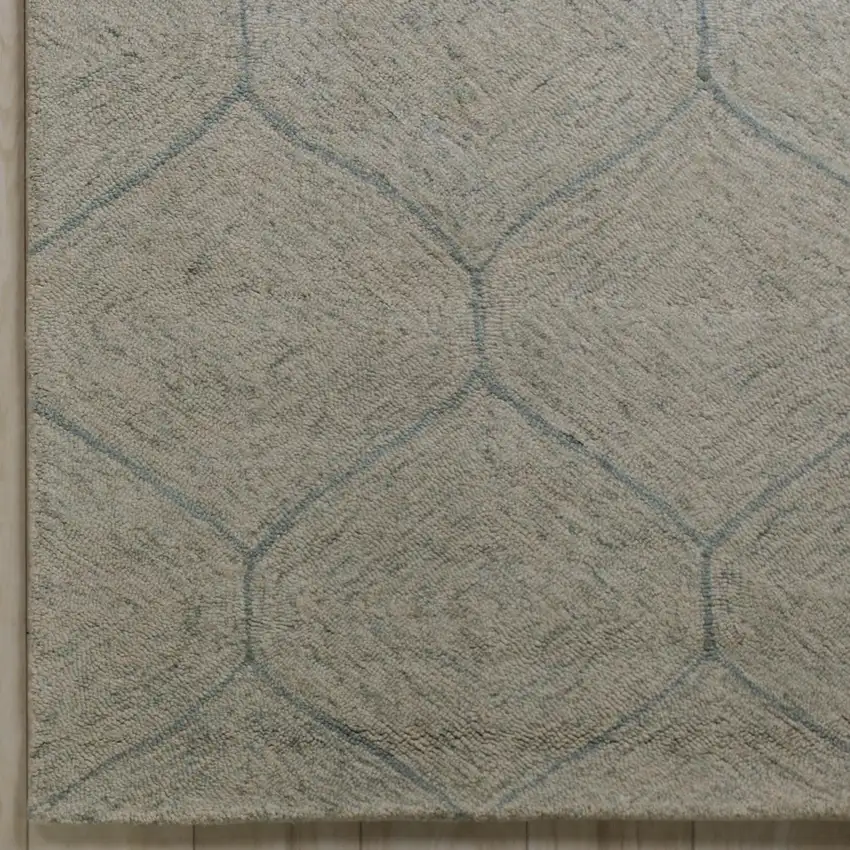 Green And White Wool Geometric Hand Tufted Area Rug Photo 4