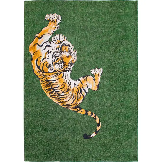 Green And Yellow Abstract Washable Area Rug Photo 2