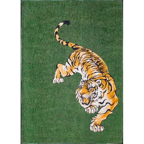 Green And Yellow Abstract Washable Area Rug Photo 5