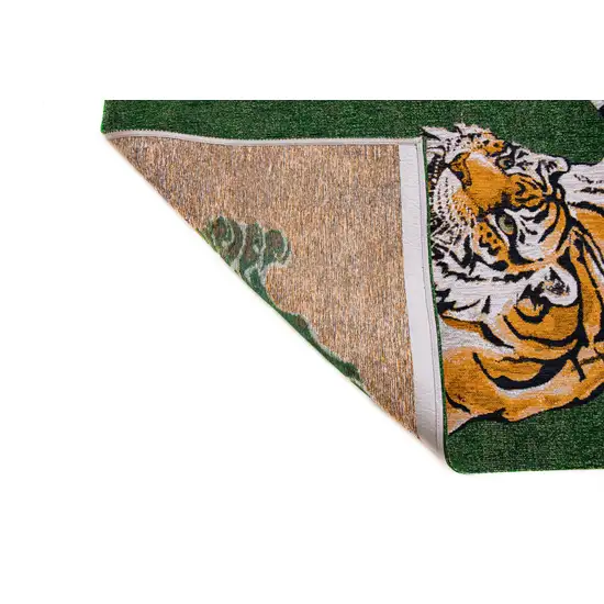 Green And Yellow Abstract Washable Area Rug Photo 8