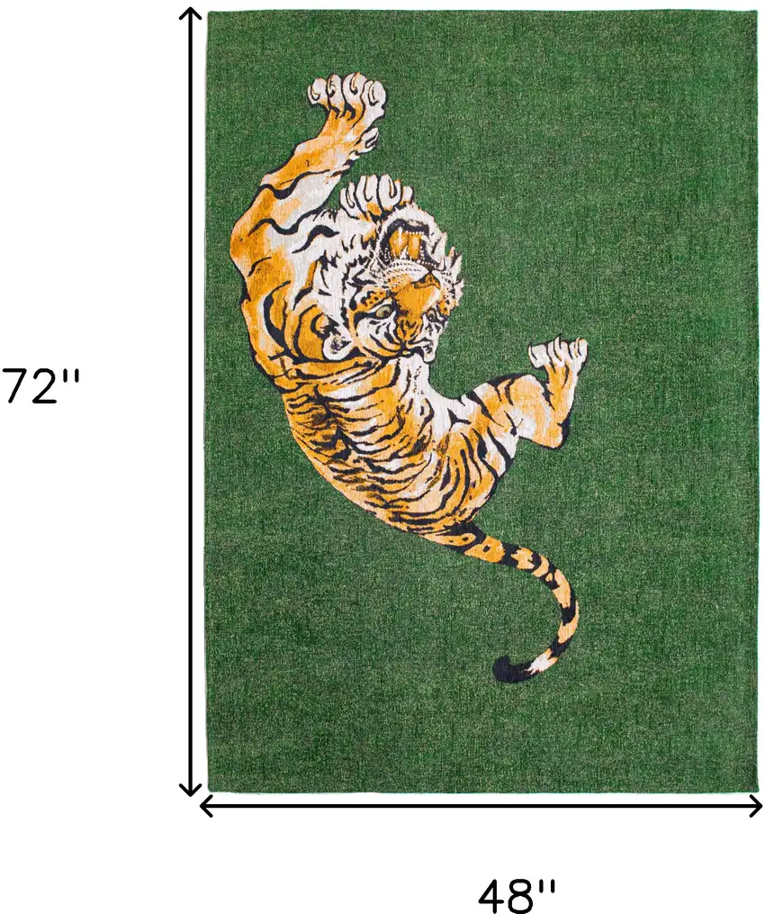 Green And Yellow Abstract Washable Area Rug Photo 5