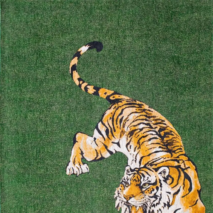 Green And Yellow Abstract Washable Area Rug Photo 4