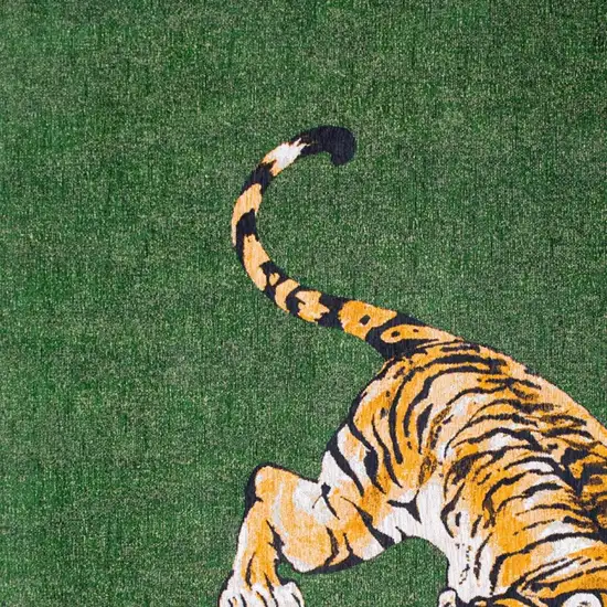 Green And Yellow Abstract Washable Area Rug Photo 3