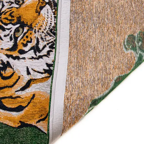 Green And Yellow Abstract Washable Area Rug Photo 8