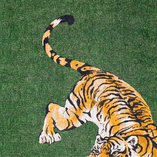 Green And Yellow Abstract Washable Area Rug Photo 3