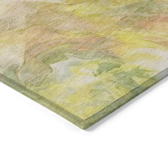 Green And Yellow Abstract Washable Indoor Outdoor Area Rug Photo 4