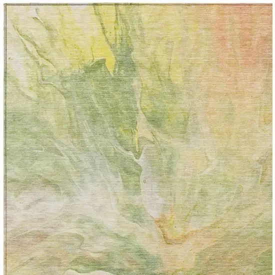 Green And Yellow Abstract Washable Indoor Outdoor Area Rug Photo 4