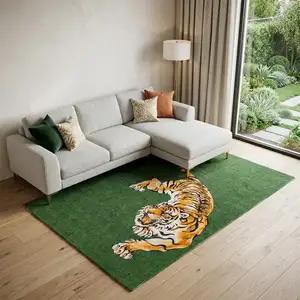 Photo of Green And Yellow Abstract ,Washable, Non Skid Area Rug