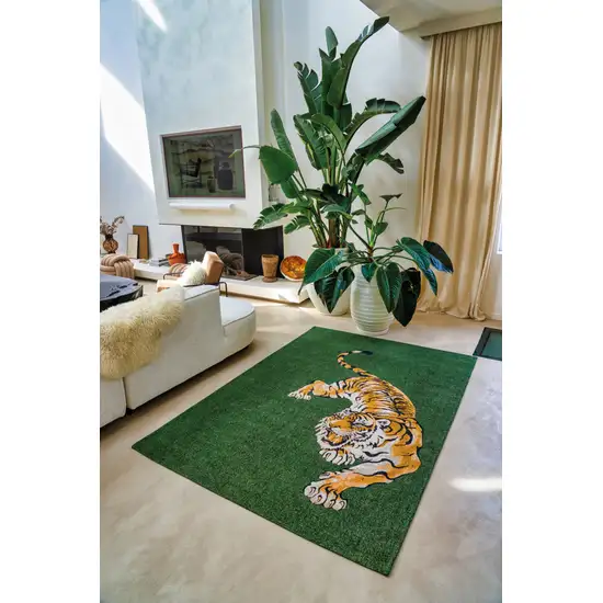 Green And Yellow Abstract ,Washable, Non Skid Area Rug Photo 5