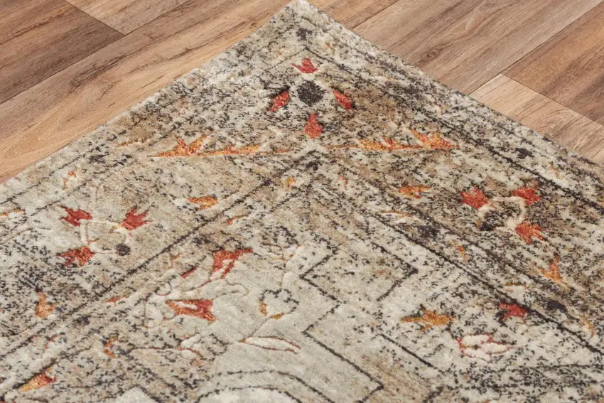 Green Beige And Apricot New Zealand Lambs Wool Oriental Hand Carved Handmade Area Rug Photo 1