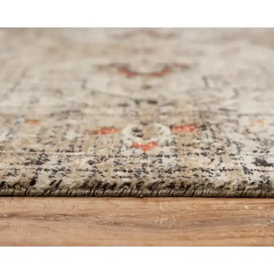 Green Beige And Apricot New Zealand Lambs Wool Oriental Hand Carved Handmade Area Rug Photo 5