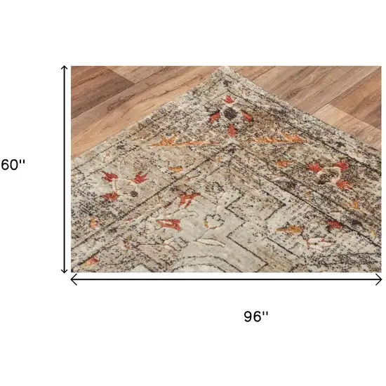 Green Beige And Apricot New Zealand Lambs Wool Oriental Hand Carved Handmade Area Rug Photo 6