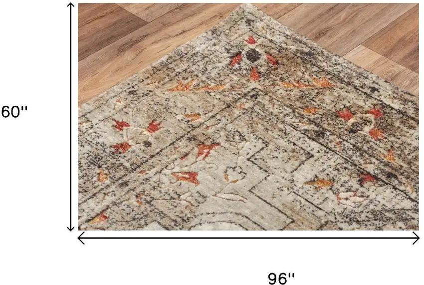 Green Beige And Apricot New Zealand Lambs Wool Oriental Hand Carved Handmade Area Rug Photo 6