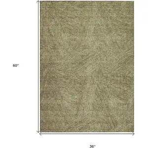 Photo of Green Beige And Brown Abstract Washable Indoor Outdoor Area Rug