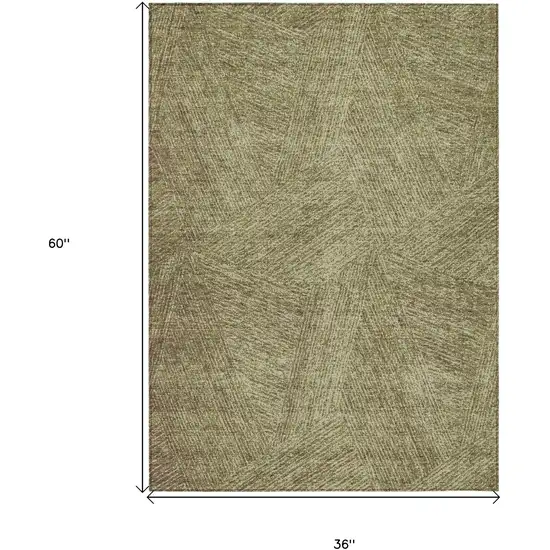 Green Beige And Brown Abstract Washable Indoor Outdoor Area Rug Photo 3
