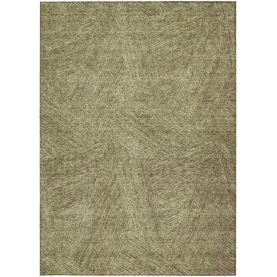 Green Beige And Brown Abstract Washable Indoor Outdoor Area Rug Photo 6