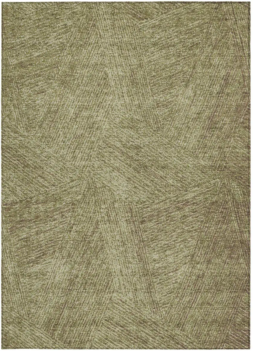 Green Beige And Brown Abstract Washable Indoor Outdoor Area Rug Photo 6