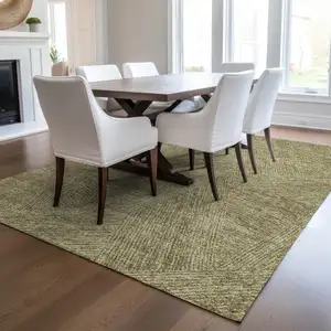 Photo of Green Beige And Brown Abstract Washable Indoor Outdoor Area Rug