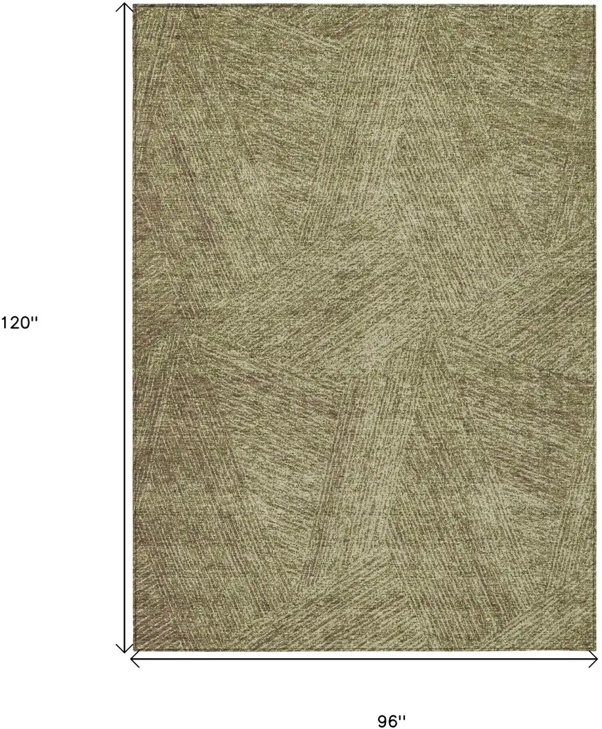 Green Beige And Brown Abstract Washable Indoor Outdoor Area Rug Photo 3