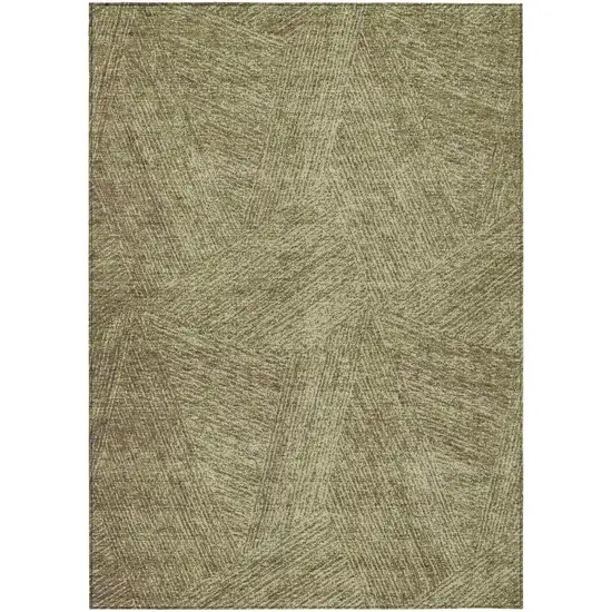 Green Beige And Brown Abstract Washable Indoor Outdoor Area Rug Photo 2
