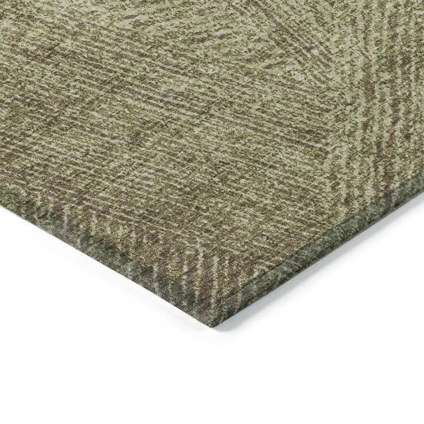 Green Beige And Brown Abstract Washable Indoor Outdoor Area Rug Photo 4