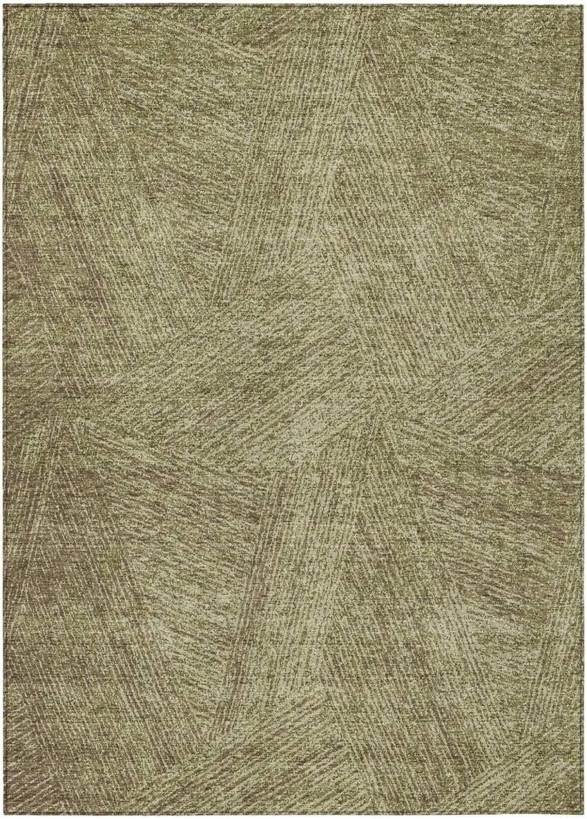 Green Beige And Brown Abstract Washable Indoor Outdoor Area Rug Photo 2