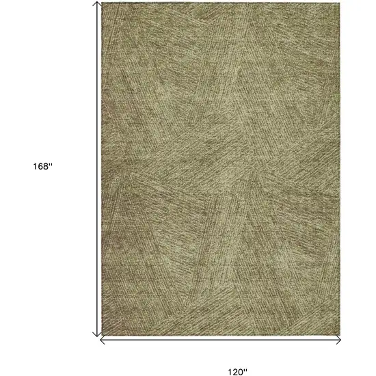 Green Beige And Brown Abstract Washable Indoor Outdoor Area Rug Photo 3
