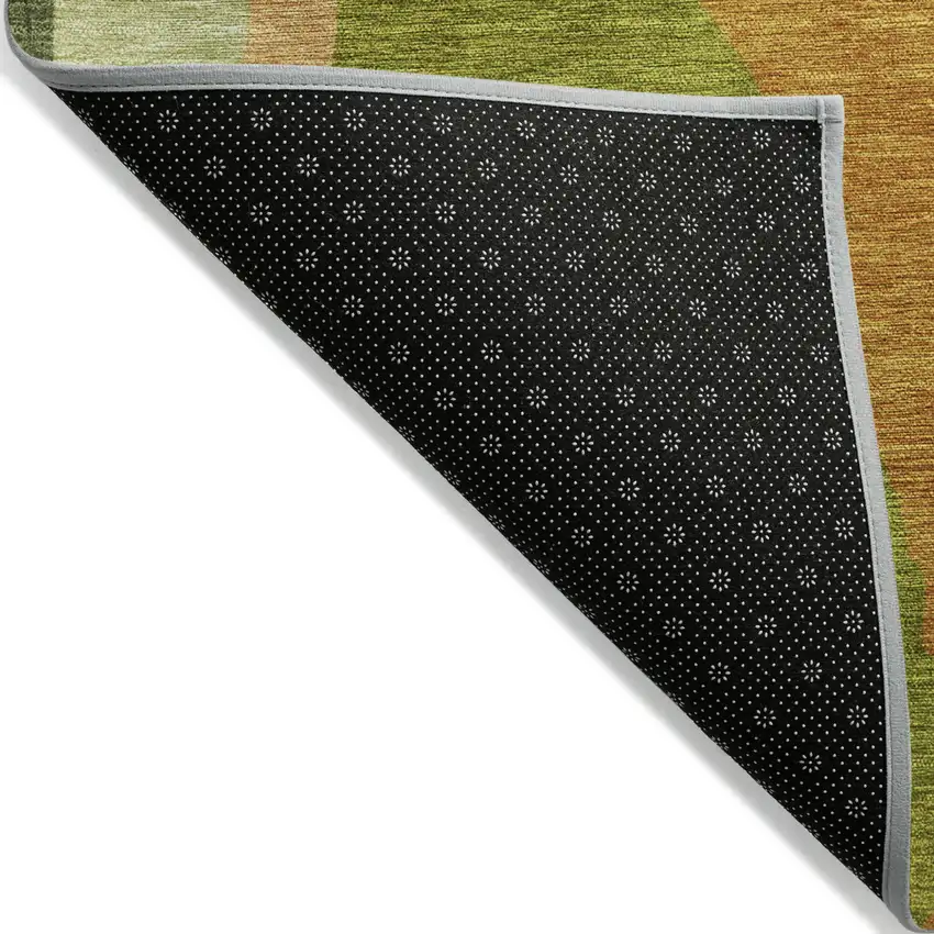 Green Beige And Copper Abstract Washable Indoor Outdoor Area Rug Photo 3