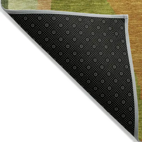 Green Beige And Copper Abstract Washable Indoor Outdoor Area Rug Photo 3