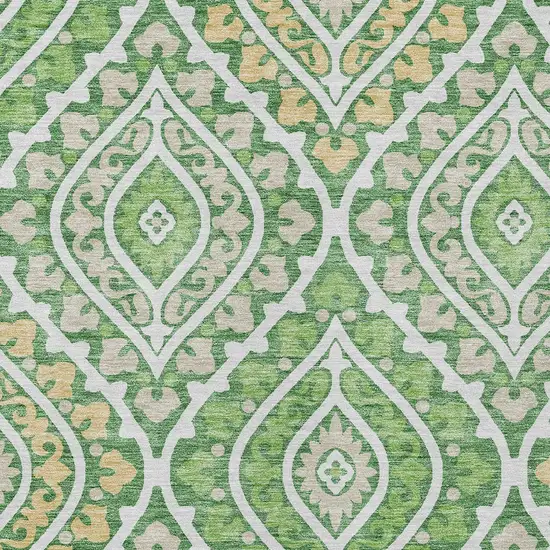 Green Beige And Ivory Floral Washable Indoor Outdoor Area Rug Photo 4