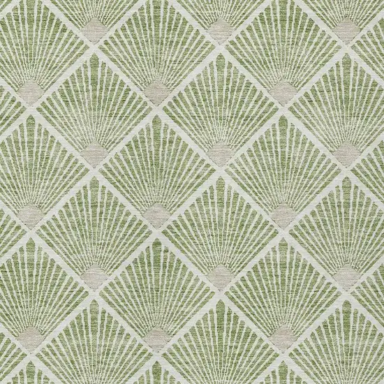 Green Beige And Ivory Geometric Washable Indoor Outdoor Area Rug Photo 5