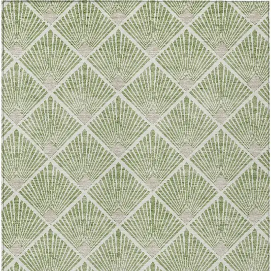 Green Beige And Ivory Geometric Washable Indoor Outdoor Area Rug Photo 6