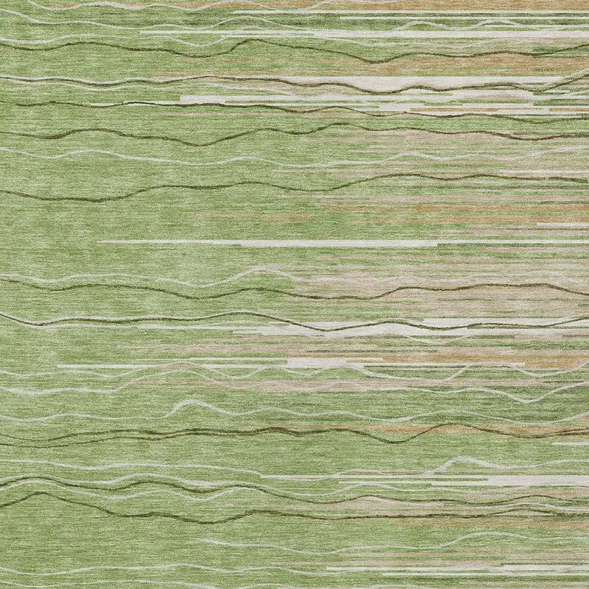 Green Beige And Ivory Striped Washable Indoor Outdoor Area Rug Photo 5