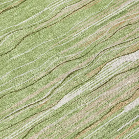 Green Beige And Ivory Striped Washable Indoor Outdoor Area Rug Photo 7