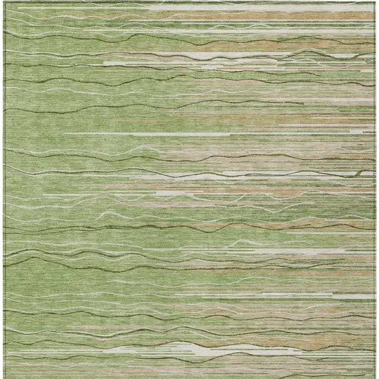 Green Beige And Ivory Striped Washable Indoor Outdoor Area Rug Photo 5