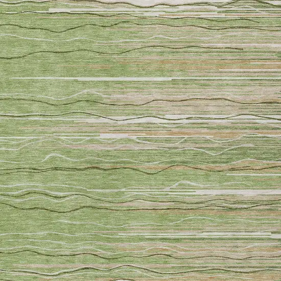 Green Beige And Ivory Striped Washable Indoor Outdoor Area Rug Photo 5