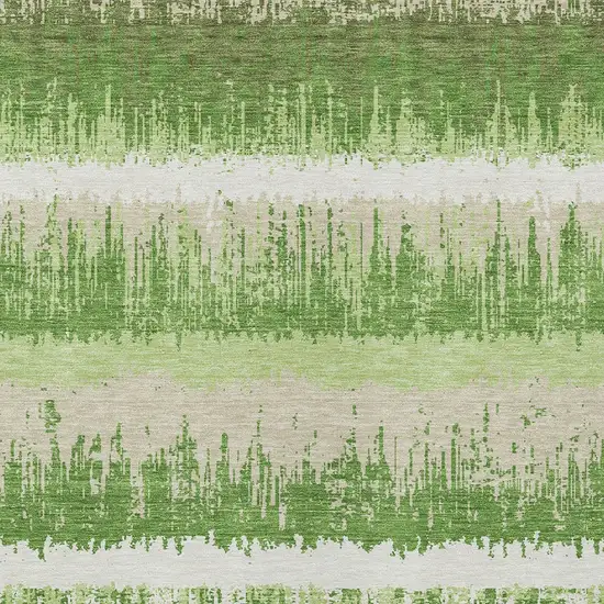 Green Beige And Ivory Striped Washable Indoor Outdoor Area Rug Photo 5
