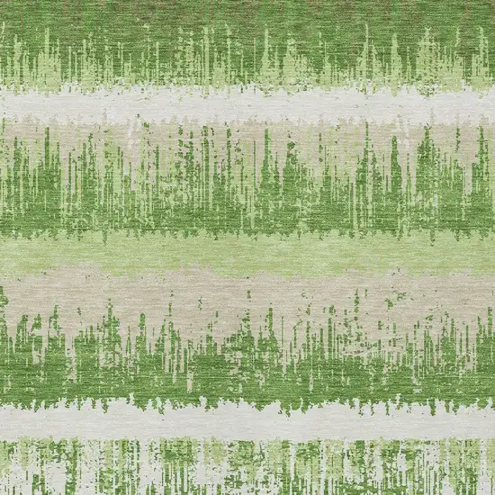 Green Beige And Ivory Striped Washable Indoor Outdoor Area Rug Photo 5