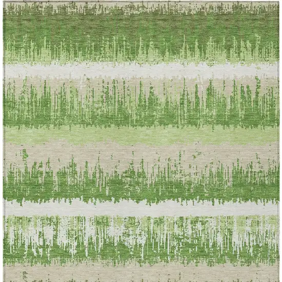Green Beige And Ivory Striped Washable Indoor Outdoor Area Rug Photo 6