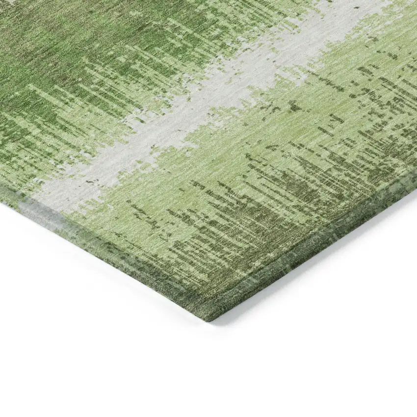 Green Beige And Ivory Striped Washable Indoor Outdoor Area Rug Photo 4
