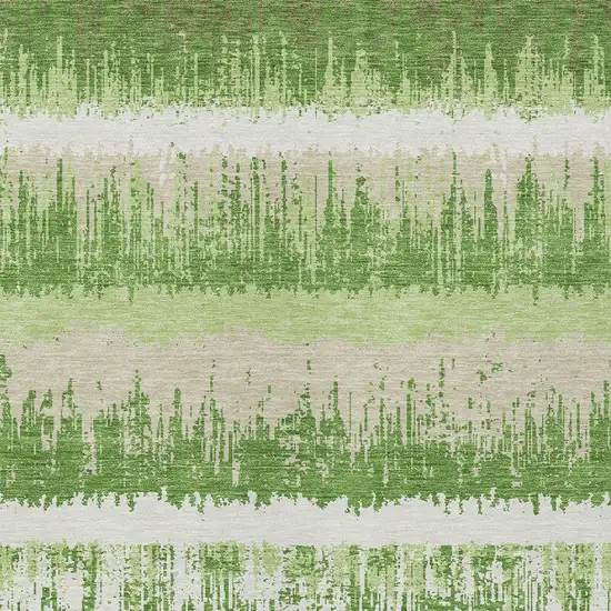 Green Beige And Ivory Striped Washable Indoor Outdoor Area Rug Photo 5