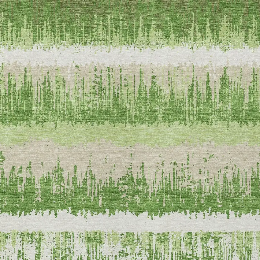 Green Beige And Ivory Striped Washable Indoor Outdoor Area Rug Photo 5