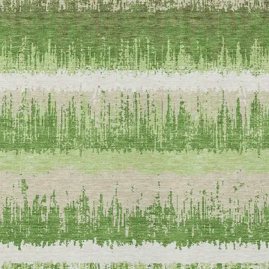 Green Beige And Ivory Striped Washable Indoor Outdoor Area Rug Photo 5