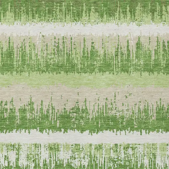 Green Beige And Ivory Striped Washable Indoor Outdoor Area Rug Photo 5