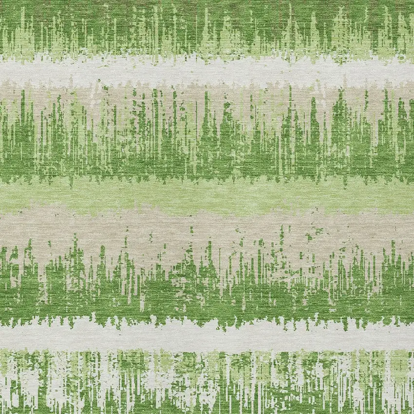 Green Beige And Ivory Striped Washable Indoor Outdoor Area Rug Photo 5