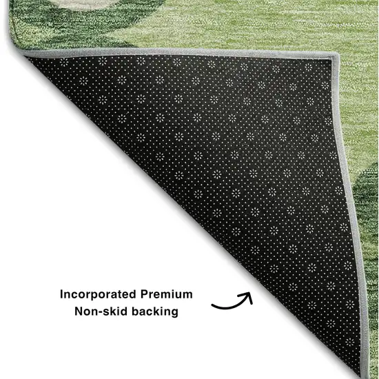 Green Beige And Ivory Trellis Washable Area Rug With UV Protection Photo 7