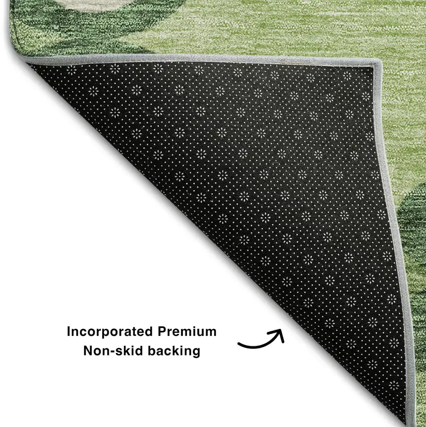 Green Beige And Ivory Trellis Washable Area Rug With UV Protection Photo 7